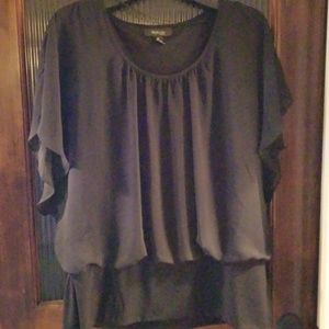 Black Sheer Shirt with Banded and Bloused Bottom